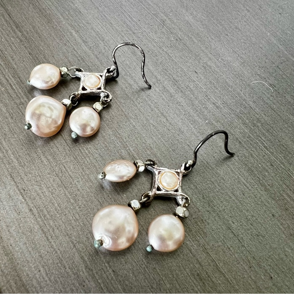 Dangle Champagne Pearl Drop Earrings